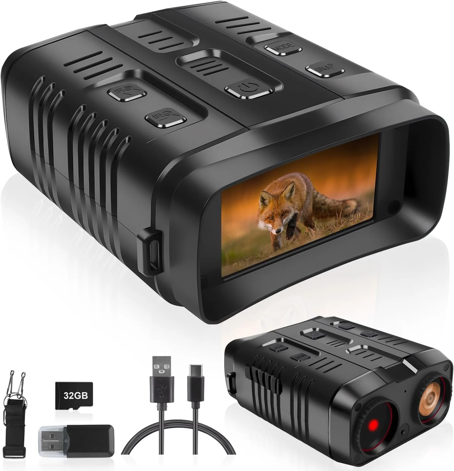 دوربین دید در شب، دوربین دوچشمی دید در شب برای بزرگسالان، دوربین دوچشمی با صفحه نمایش بزرگ 3 اینچی HD با کارت TF 32 گیگابایتی برای عکس و فیلم، ایده آل برای کمپینگ در فضای باز و مشاهده حیات وحش
