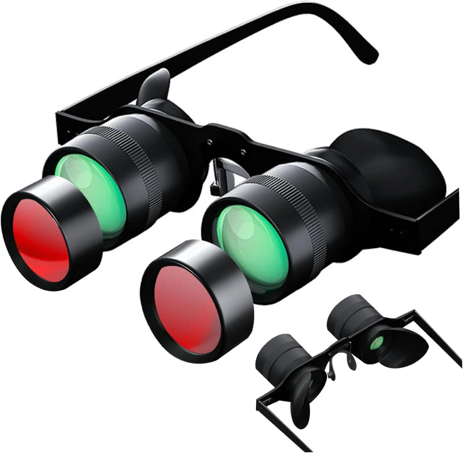 دوربین دوچشمی عینک دار، 10x HD با فوکوس قابل تنظیم به همراه گیره پلاریزه قرمز، دوربین دوچشمی تئاتر پوشیدنی بدون دست برای ماهیگیری، تماشای مناظر، تماشای پرندگان، کنسرت ها