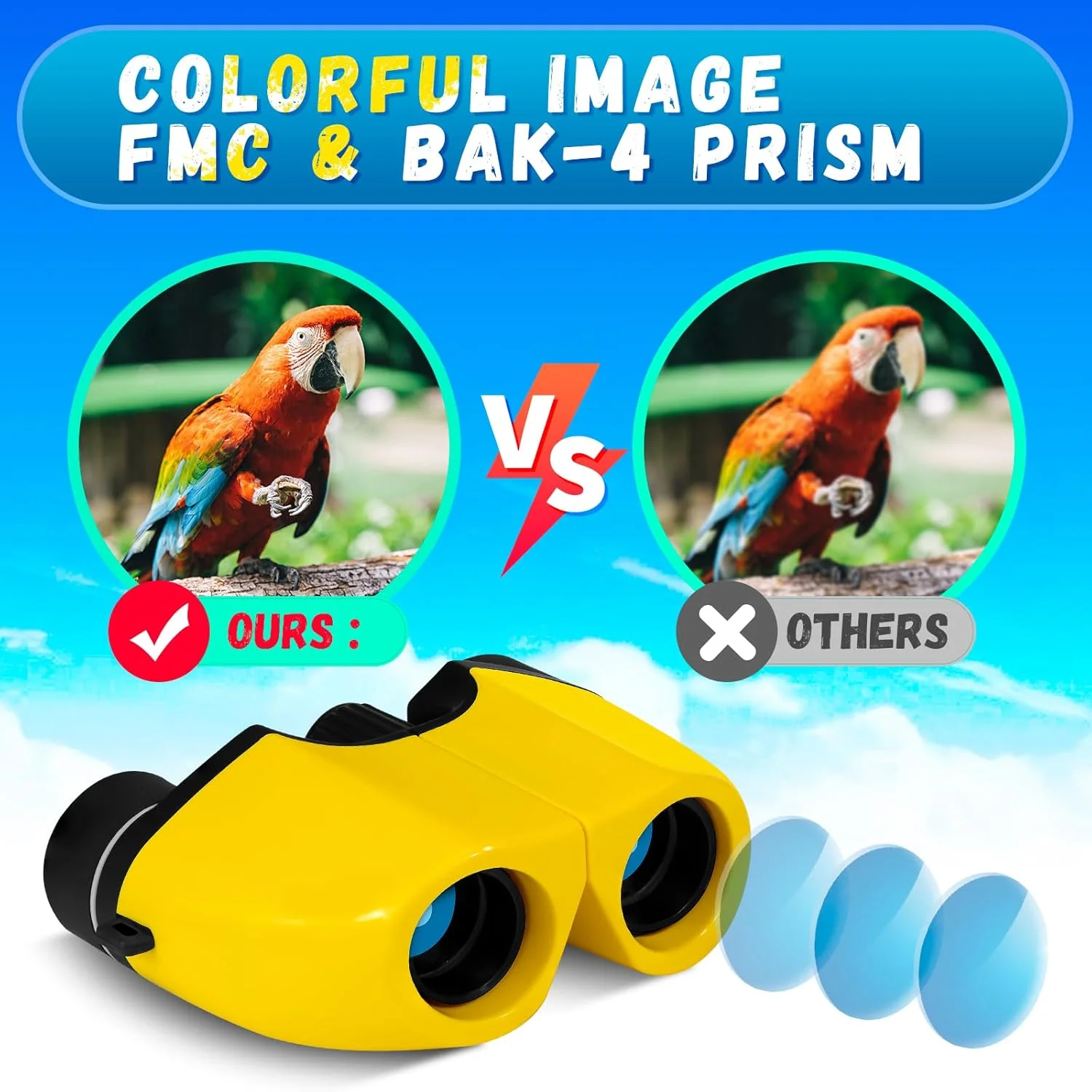 دوربین دوچشمی 8x21 با بزرگنمایی بالا برای کودکان 3، 5، 8 و 12 ساله - هدیه ای برای پسران و دختران، دوربین دوچشمی کوچک و جمع و جور برای کودکان برای تماشای پرندگان، پیاده روی، شکار، تجهیزات کمپینگ در فضای باز کودکان