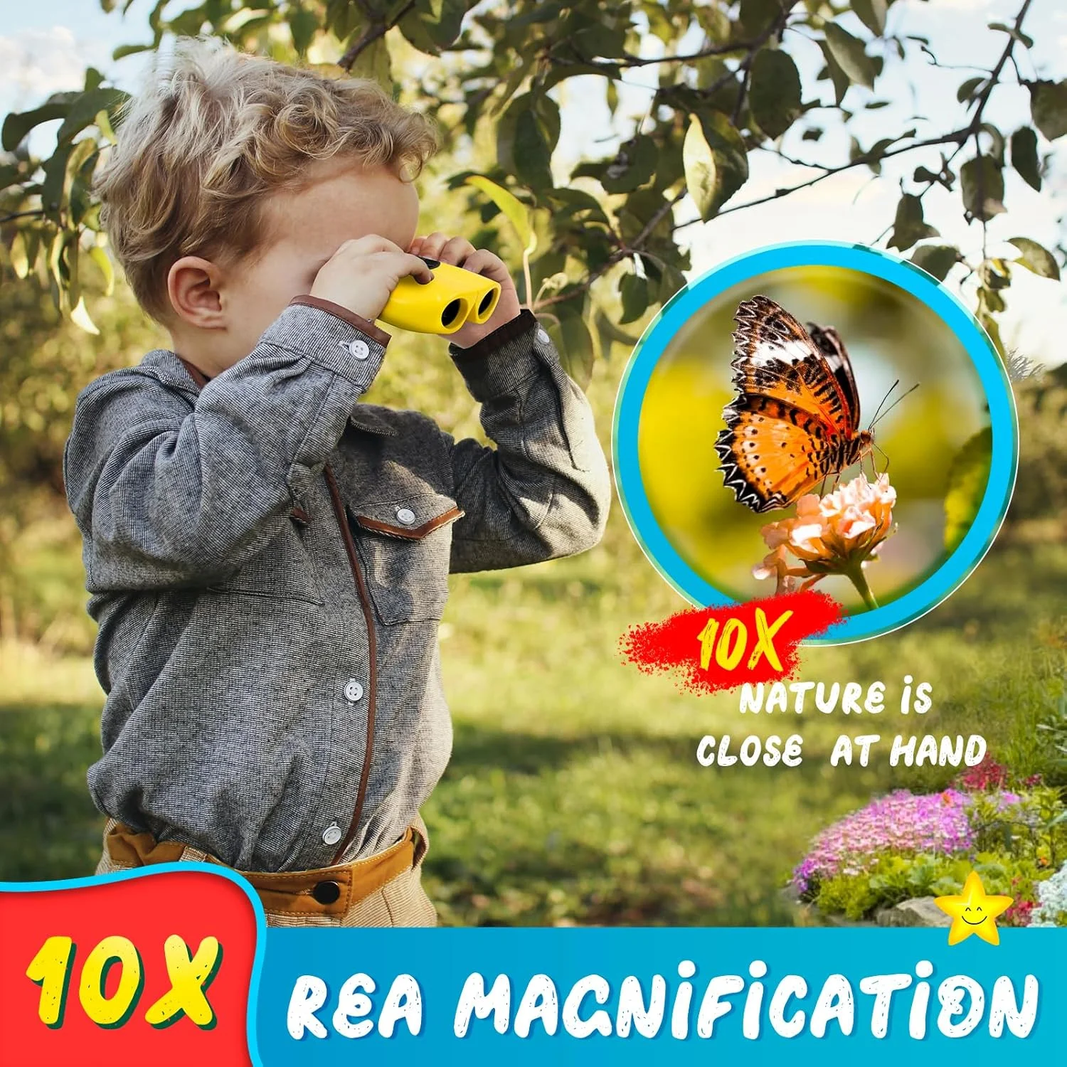 دوربین دوچشمی 8x21 با بزرگنمایی بالا برای کودکان 3، 5، 8 و 12 ساله - هدیه ای برای پسران و دختران، دوربین دوچشمی کوچک و جمع و جور برای کودکان برای تماشای پرندگان، پیاده روی، شکار، تجهیزات کمپینگ در فضای باز کودکان