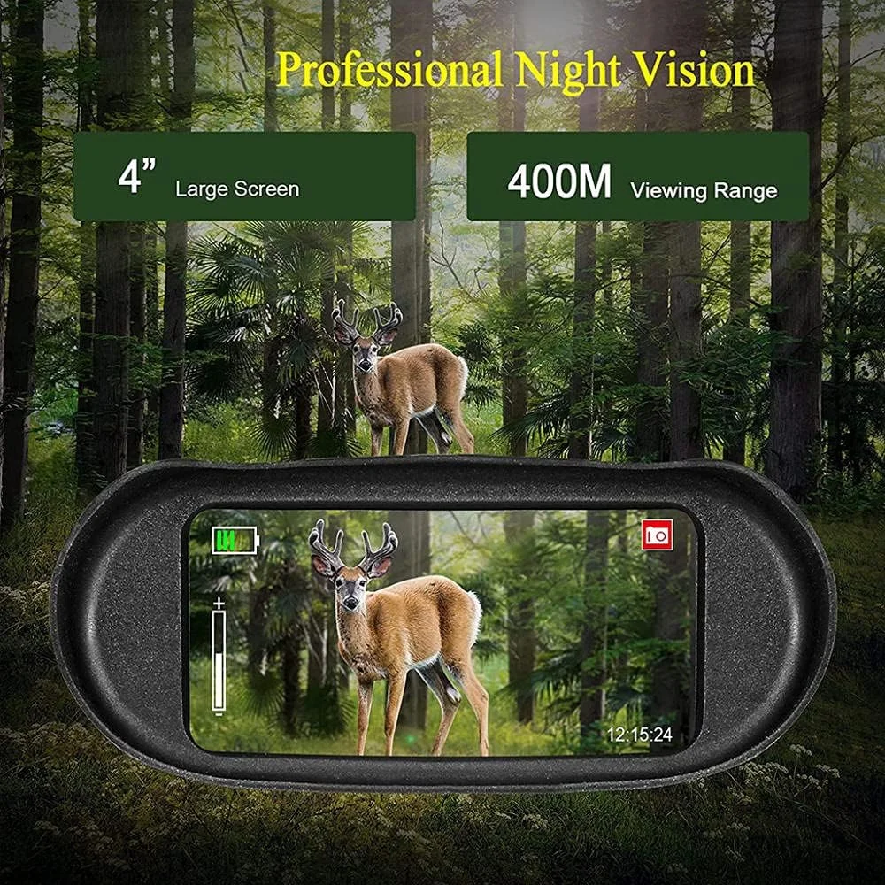 دوربین دوچشمی دید در شب دیجیتال مادون قرمز برای روز و تاریکی مطلق - 3 سطح قابل تنظیم IR - صفحه نمایش بزرگ 4 اینچی / محدوده دید 400 متری - دستگاه عالی برای صحنه های مختلف