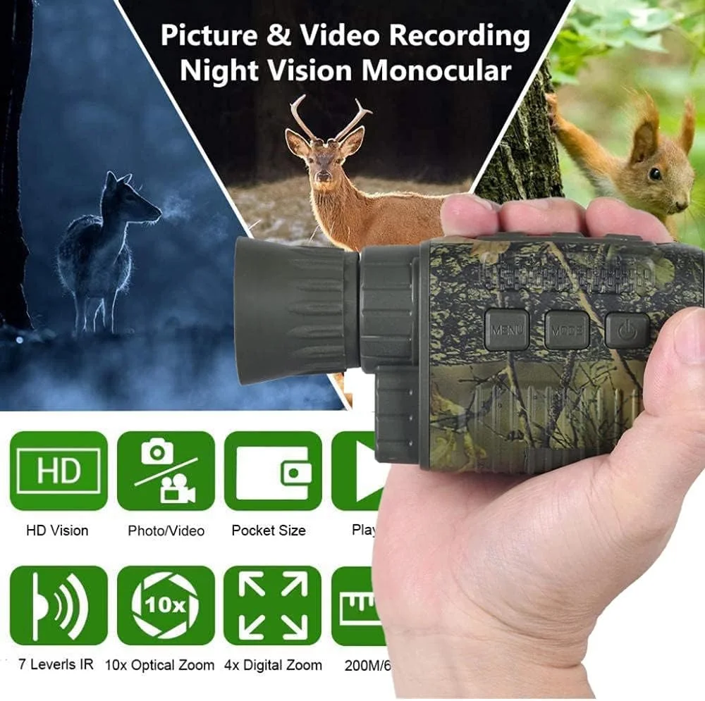 تک چشمی دید در شب دیجیتال مادون قرمز با نمایشگر 1.5 اینچی TFT LCD، بزرگنمایی 3 برابری، دوربین دید در شب دیجیتال مادون قرمز (IR) برای حیات وحش با قابلیت ضبط عکس و فیلم