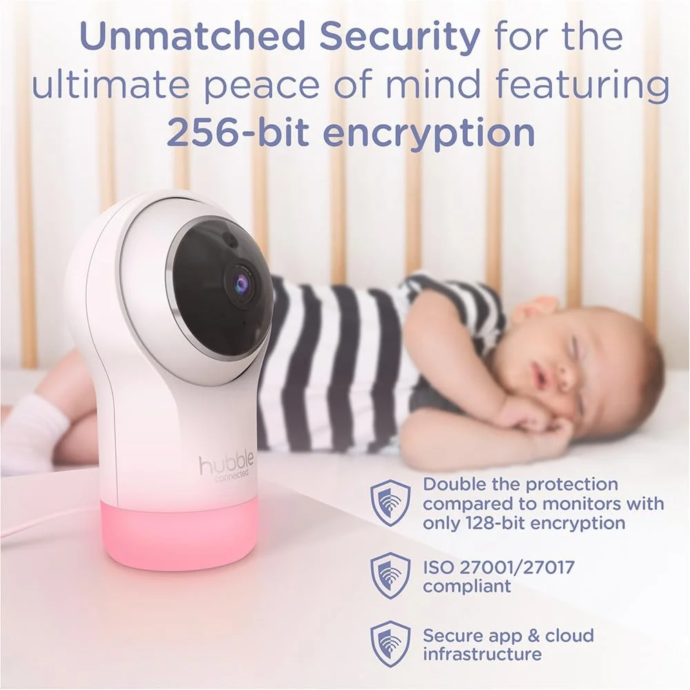 مانیتور هوشمند کودک هابل کانکتد Nursery Pal Glow+ با واحد والدین 5 اینچی و مشاهده از طریق وای فای با اپلیکیشن رایگان - چراغ خواب 7 رنگ، آموزش خواب، چرخش، زوم و تیلت از راه دور، ارتباط دو طرفه، دید در شب مادون قرمز