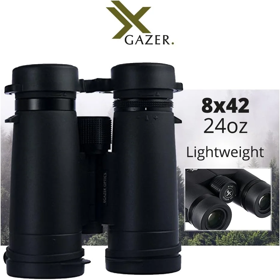 دوربین دوچشمی Xgazer Optics 8x42 Ultra HD Certvision، لنزهای ضد انعکاس، ضد آب، ضد مه، ضد باران | شکار، سافاری، تماشای پرندگان، رویدادهای ورزشی | شامل بند، کیف سخت، پوشش ها