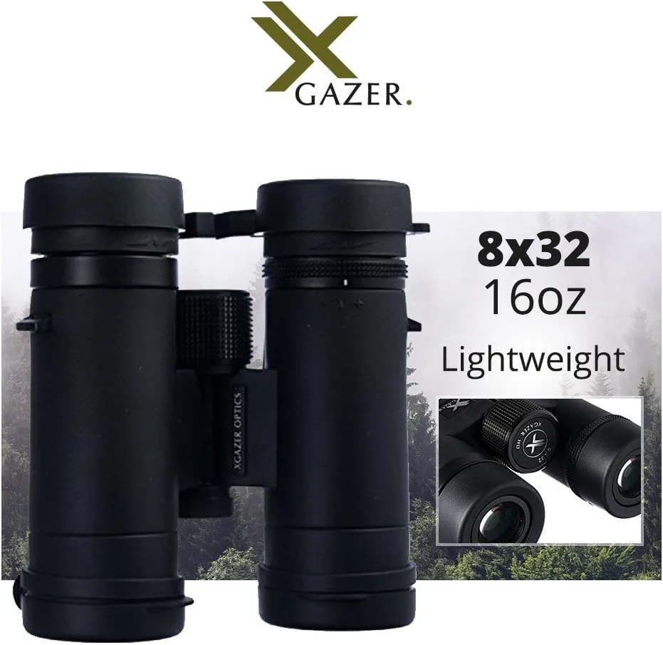 دوربین دوچشمی Xgazer Optics 8x32 Ultra HD Certvision، لنزهای ضد انعکاس ضد آب، ضد مه، ضد باران | شکار، سافاری، تماشای پرندگان، رویدادهای ورزشی | شامل بند، کیف سخت، پوشش ها