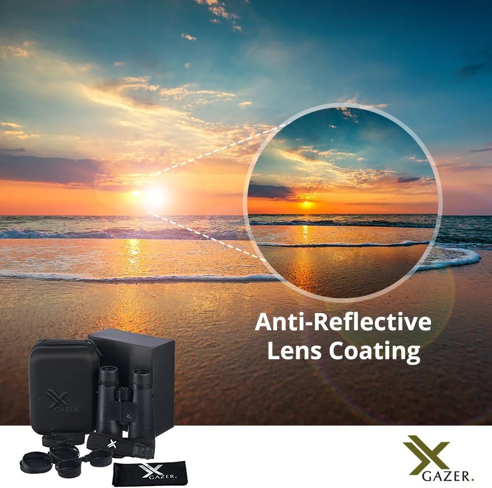 دوربین دوچشمی Xgazer Optics 8x42 Ultra HD Certvision، لنزهای ضد انعکاس، ضد آب، ضد مه، ضد باران | شکار، سافاری، تماشای پرندگان، رویدادهای ورزشی | شامل بند، کیف سخت، پوشش ها
