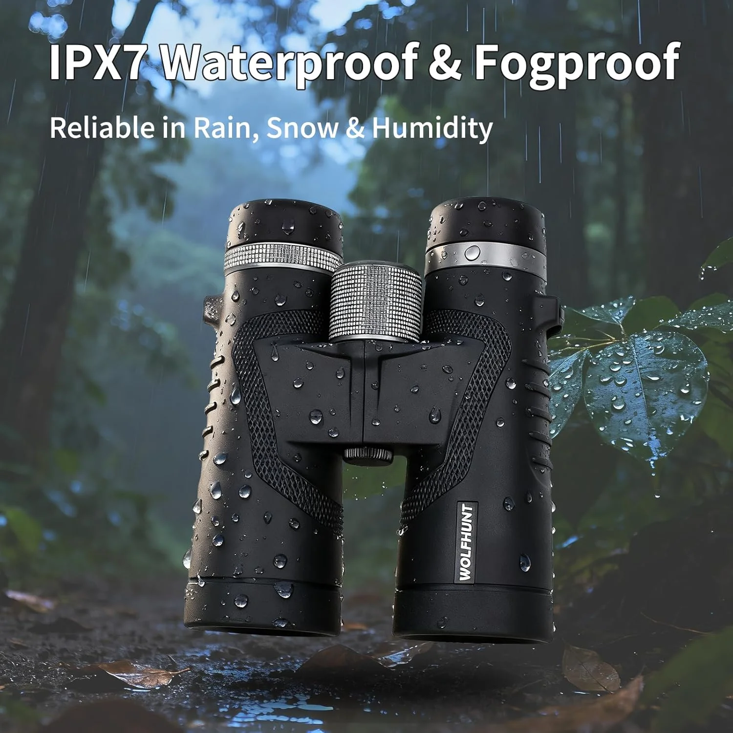 دوربین دوچشمی پرقدرت WOLFHUNT 12x42 / 10x42، منشور BAK-4، لنز FMC، ضدآب IPX7 و پر شده با نیتروژن، مناسب برای تماشای پرندگان، مسافرت (مشکی، 12، x، میلی متر، 42)