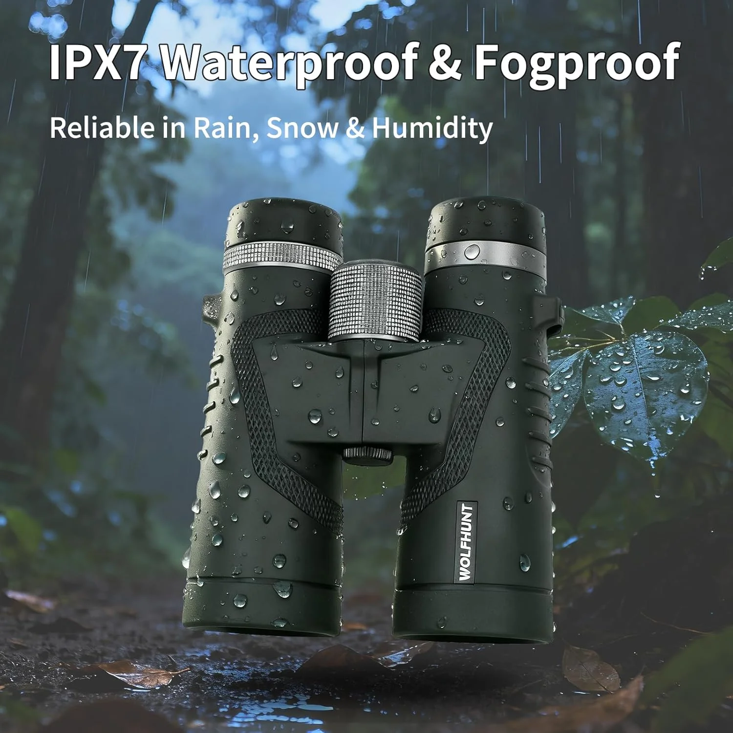 دوربین دوچشمی پرقدرت WOLFHUNT 12x42 / 10x42، منشور BAK-4، لنز FMC، دوربین دوچشمی منشوری ضد آب IPX7 پر شده با نیتروژن برای تماشای پرندگان، مسافرت (سبز زیتونی، 10، x، میلی متر، 42)
