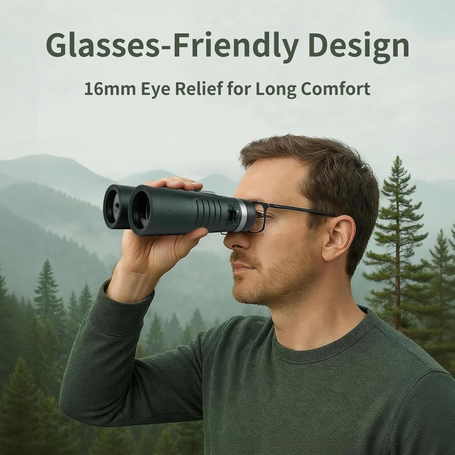 دوربین شکاری قوی وُلف‌هانت با لنزهای BAK-4 Prism FMC، ضدآب IPX7 و پر شده با نیتروژن مناسب تماشای پرندگان، سفر و فعالیت‌های خارج از منزل (سبز زیتونی، 12x42)