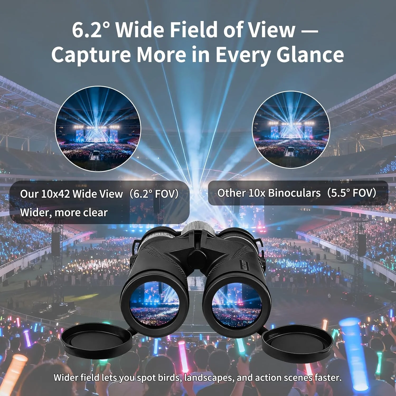 دوربین دوچشمی قدرتمند WOLFHUNT 10x42 / 12x42، منشور BAK-4 با پوشش FMC، ضد آب، پر شده با نیتروژن، HD برای تماشای پرندگان، مسافرت و ورزش دوربین دوچشمی قدرتمند WOLFHUNT 10x42 / 12x42، منشور BAK-4 با پوشش FMC، ضد آب، پر شده با نیتروژن، HD برای تماشای پرندگان، مسافرت و ورزش