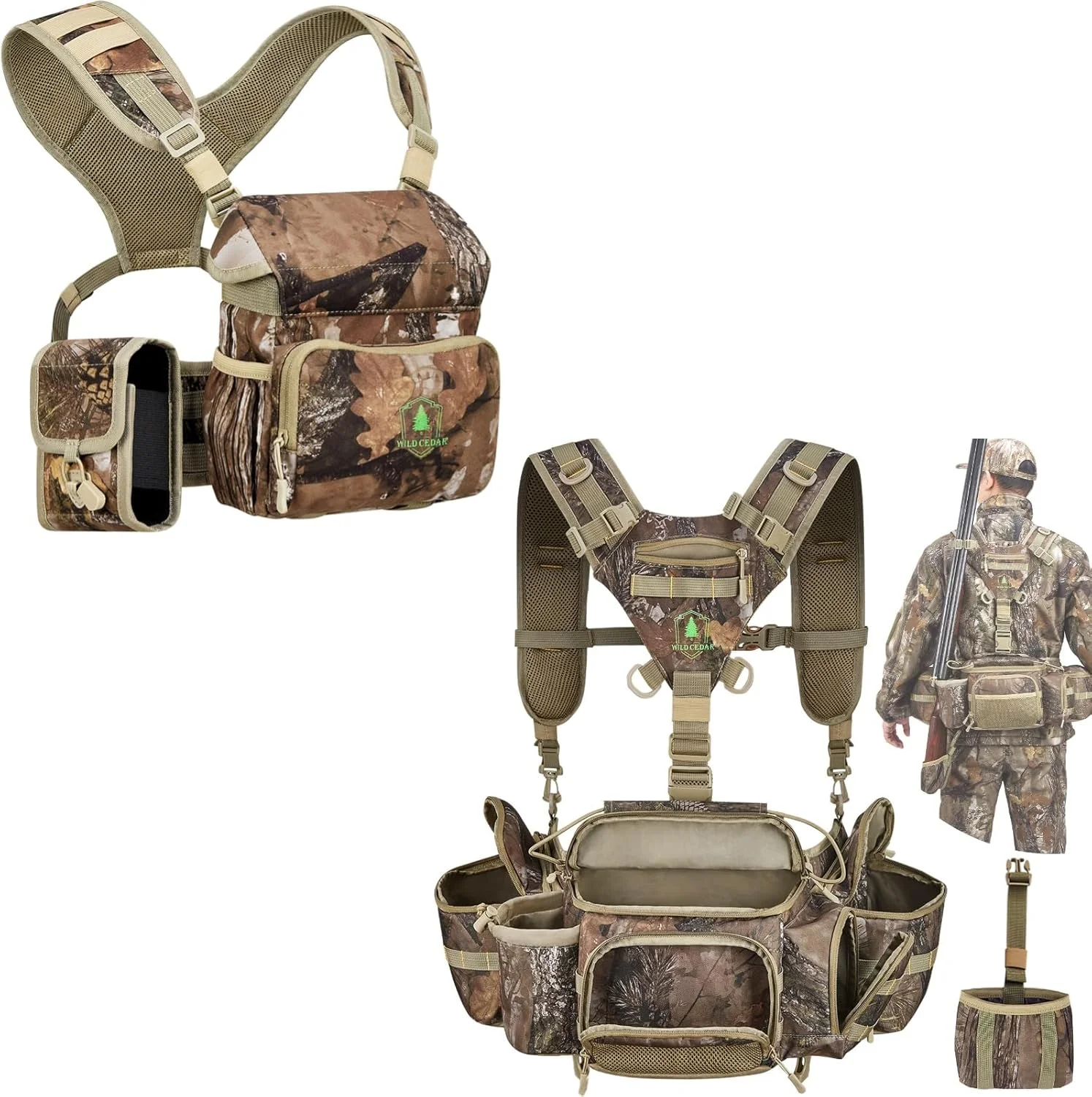 کیف سینه‌بند دوربین دوچشمی + کیف کمری شکار