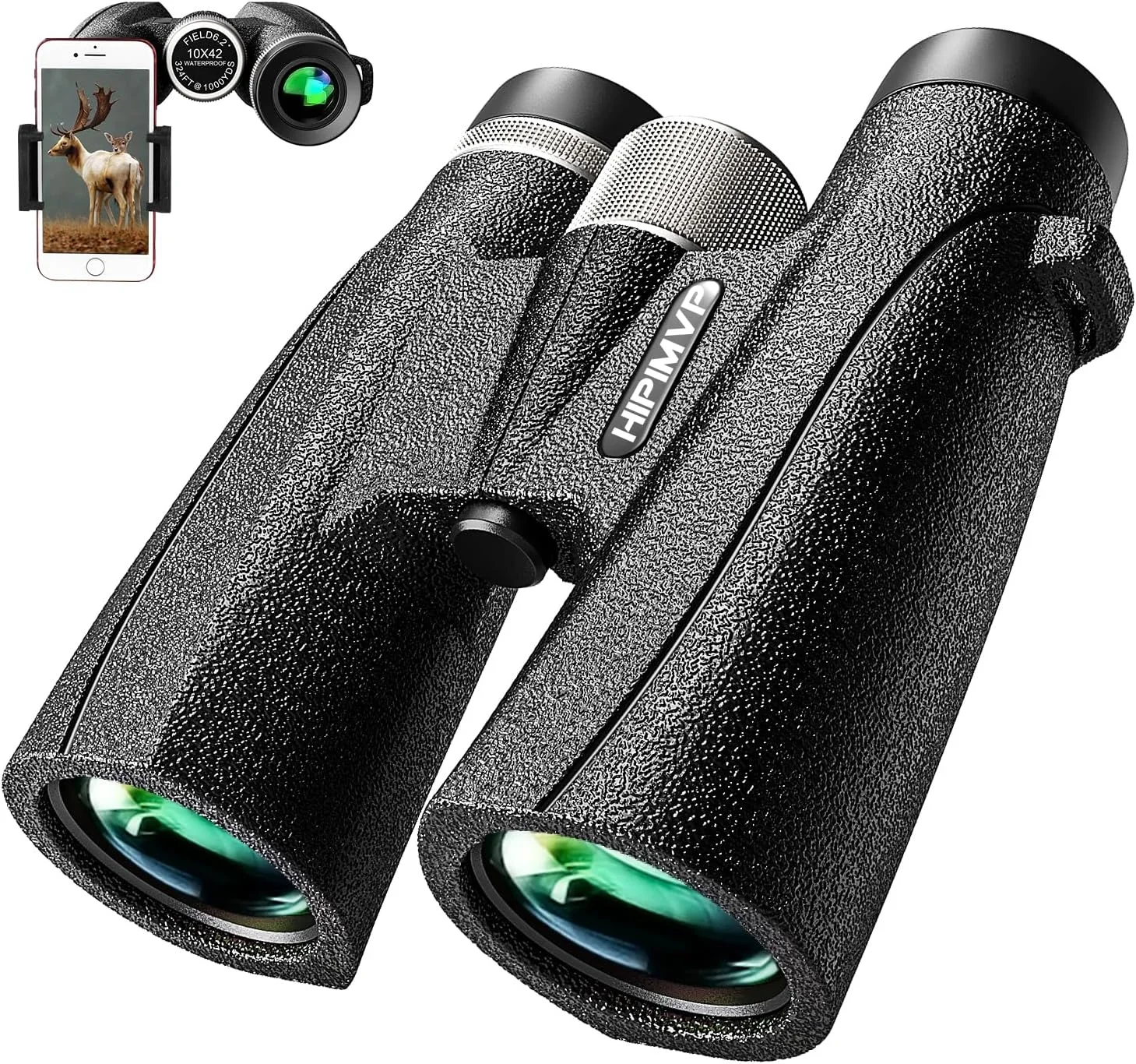 دوربین دوچشمی قدرتمند 10x42 ضدآب IPX7 برای بزرگسالان، مناسب شکار، تماشای پرندگان، مسافرت، تئاتر، نجوم، تماشای پرندگان، اپرا، زمین‌شناسی، سافاری دریایی و تماشای پرندگان