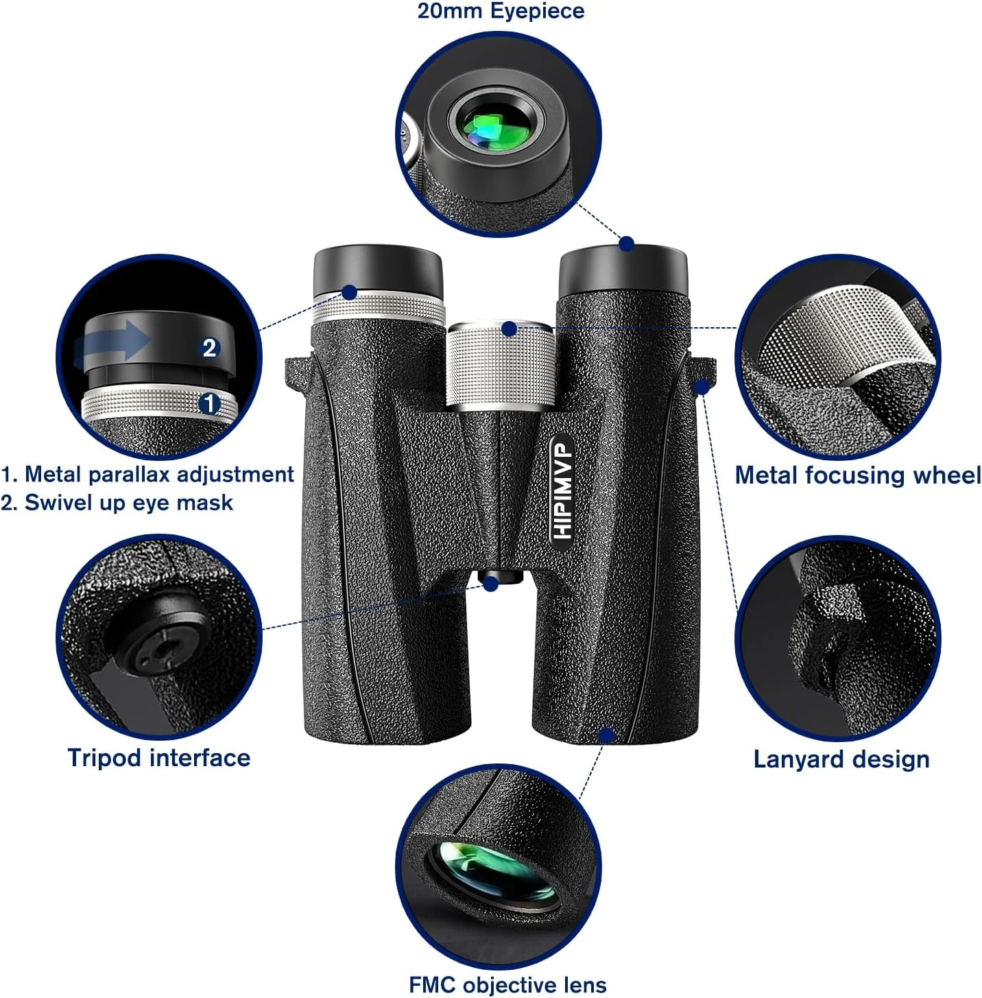 دوربین دوچشمی قدرتمند 10x42 ضدآب IPX7 برای بزرگسالان، مناسب شکار، تماشای پرندگان، مسافرت، تئاتر، نجوم، تماشای پرندگان، اپرا، زمین‌شناسی، سافاری دریایی و تماشای پرندگان