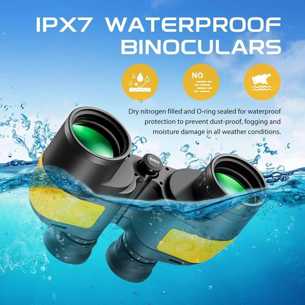 دوربین دوچشمی دریایی 7x50 ضد آب و ضد مه با قطب نما و مسافت یاب داخلی برای قایقرانی، ماهیگیری، جهت یابی و موارد دیگر