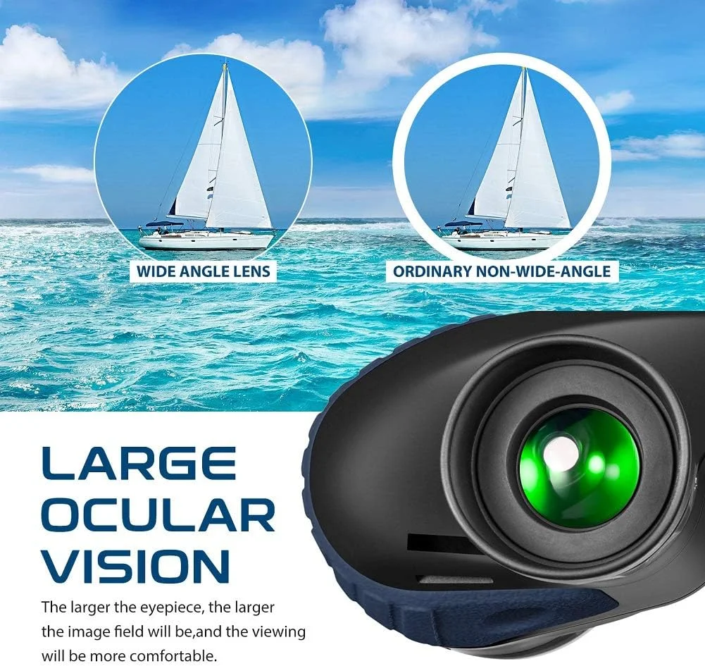 دوربین شکاری دریایی ضد آب و ضد مه، دوربین شکاری 7x50 Hooway با مسافت یاب داخلی و قطب نما برای ناوبری، قایق سواری، تماشای پرندگان (آبی)