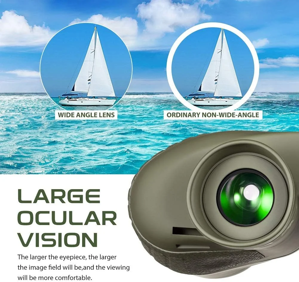 دوربین دوچشمی دریایی شناور ضدآب Hooway 7x50 با مسافت یاب داخلی و قطب نما برای ناوبری، قایق سواری، تماشای پرندگان و موارد دیگر (سبز ارتشی)