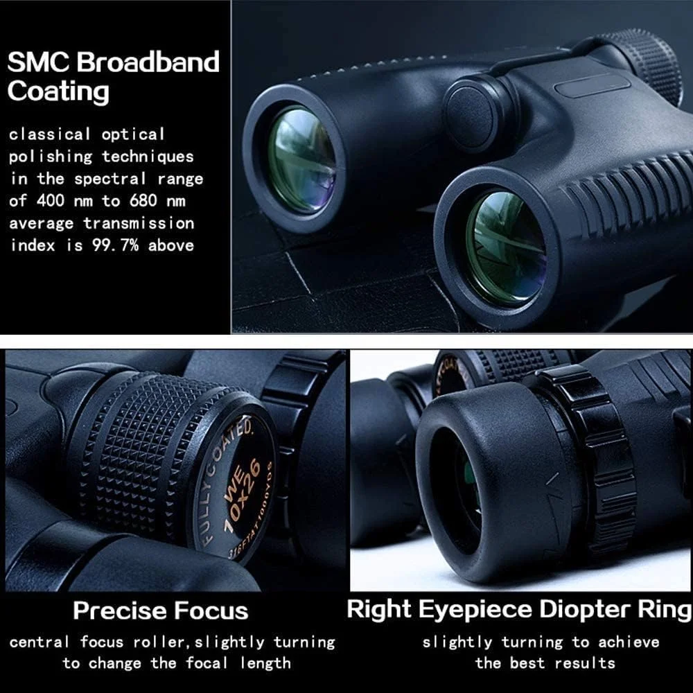 دوربین شکاری 10x26 ضد آب تاشو با پوشش چند لایه و زوم شفاف مناسب برای پیاده روی، مسافرت، شکار و تماشای پرندگان (رنگ: A)