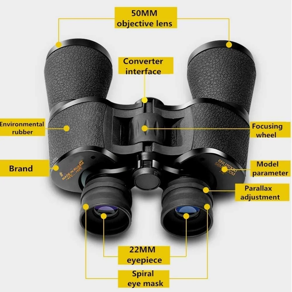 دوربین شکاری ضد آب 20x50 دید در شب، بزرگنمایی بالا، قابل حمل، مناسب شکار، مسافرت و کنسرت