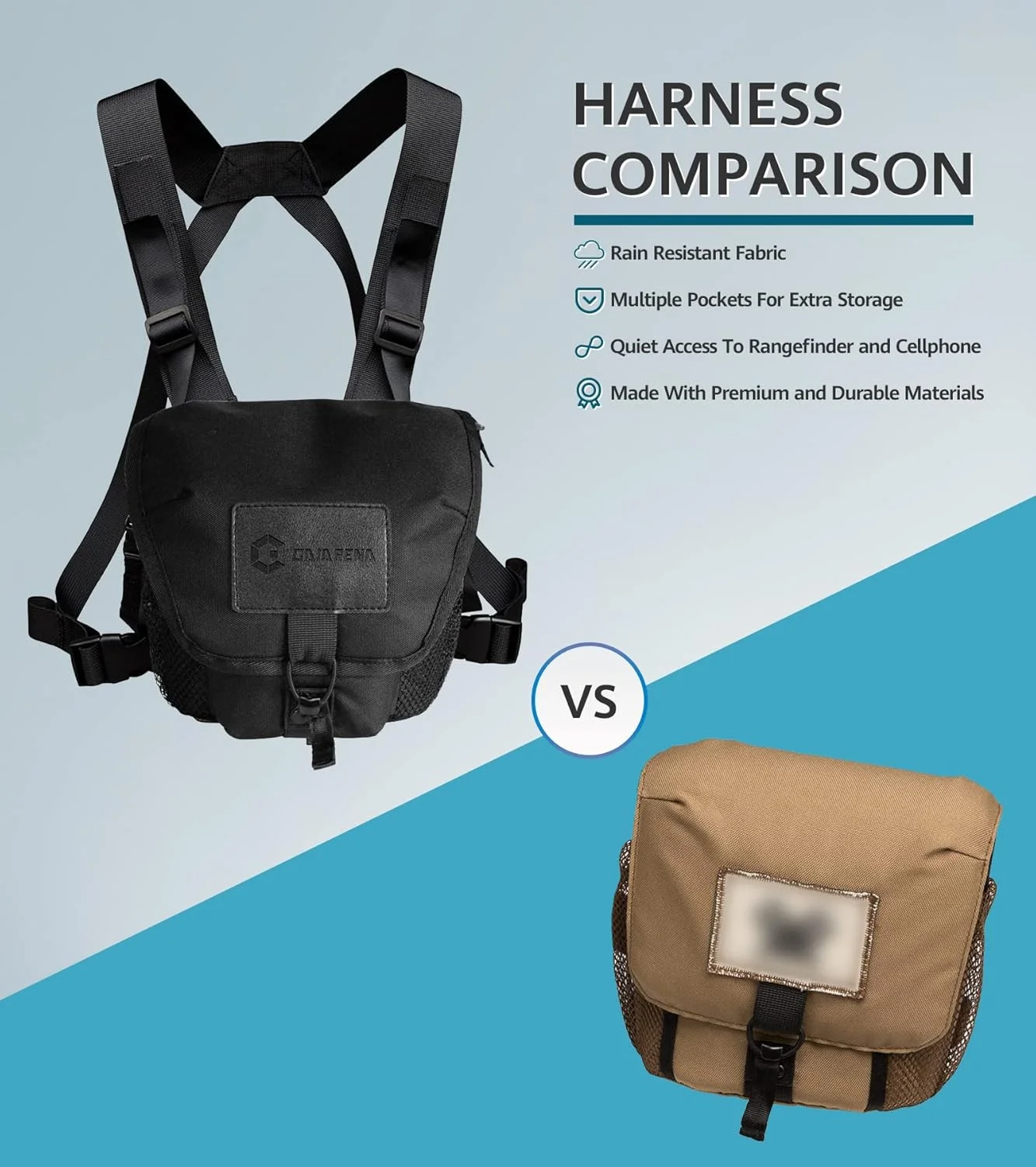 کیف سینه ای دوربین دوچشمی GAIARENA، کیف ضد آب با محفظه مسافت یاب برای دوربین های دوچشمی 20x50، کیف سینه ای قابل تنظیم برای شکار و پیاده روی (سایز کامل)