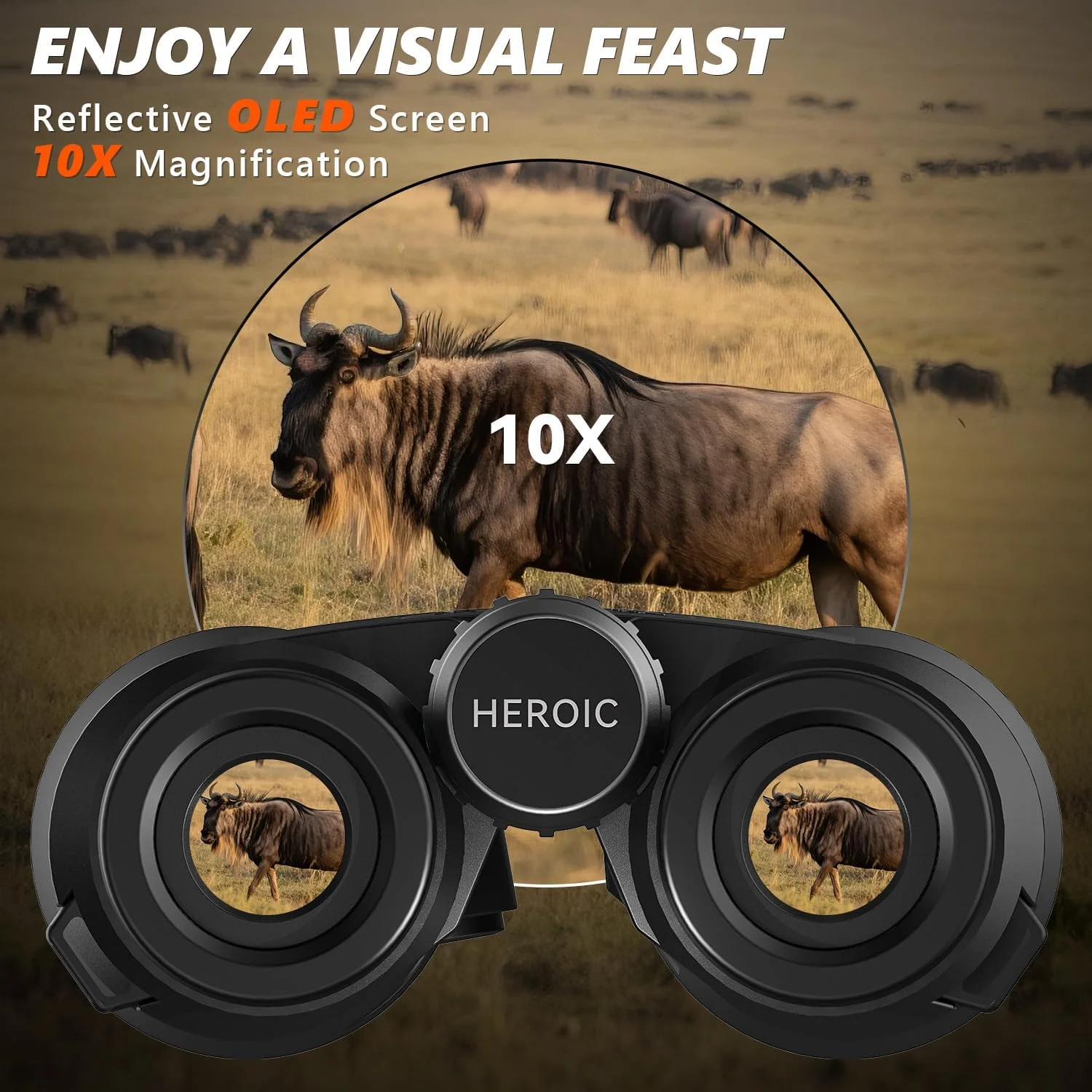 دوربین شکاری دوچشمی مسافت یاب لیزری 10x42 - 2286 یارد ACD/Los، حالت اسکن، دقت ±1 متر، OLED قرمز، اپتیک HD (گوزن 1189 یارد)