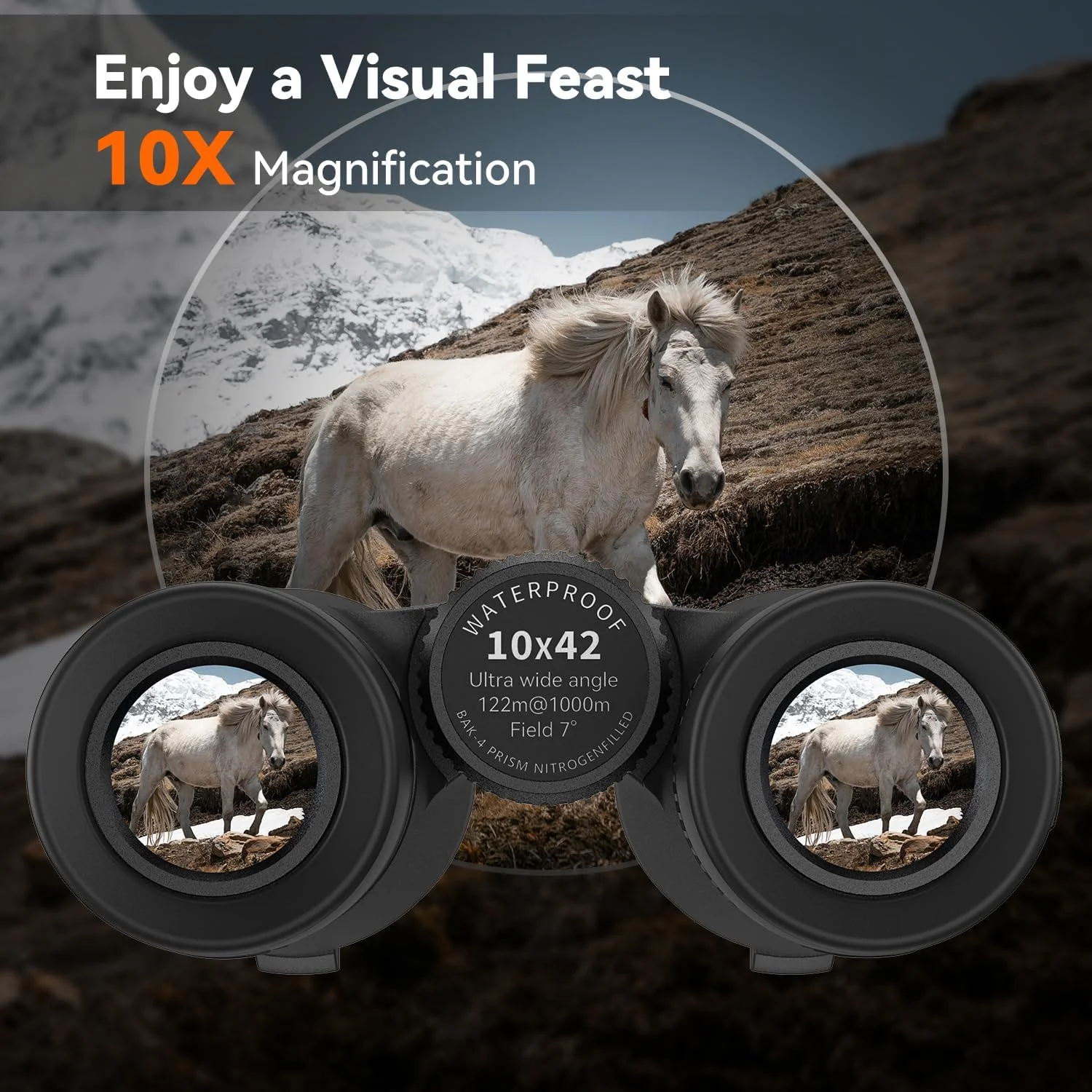 دوربین دوچشمی 10x42 ED برای بزرگسالان، دوربین دوچشمی ضد آب با قدرت بالا با شیشه ED، دید واضح و فوق العاده روشن برای تماشای پرندگان، پیاده روی، تماشای حیات وحش و فعالیت های در فضای باز