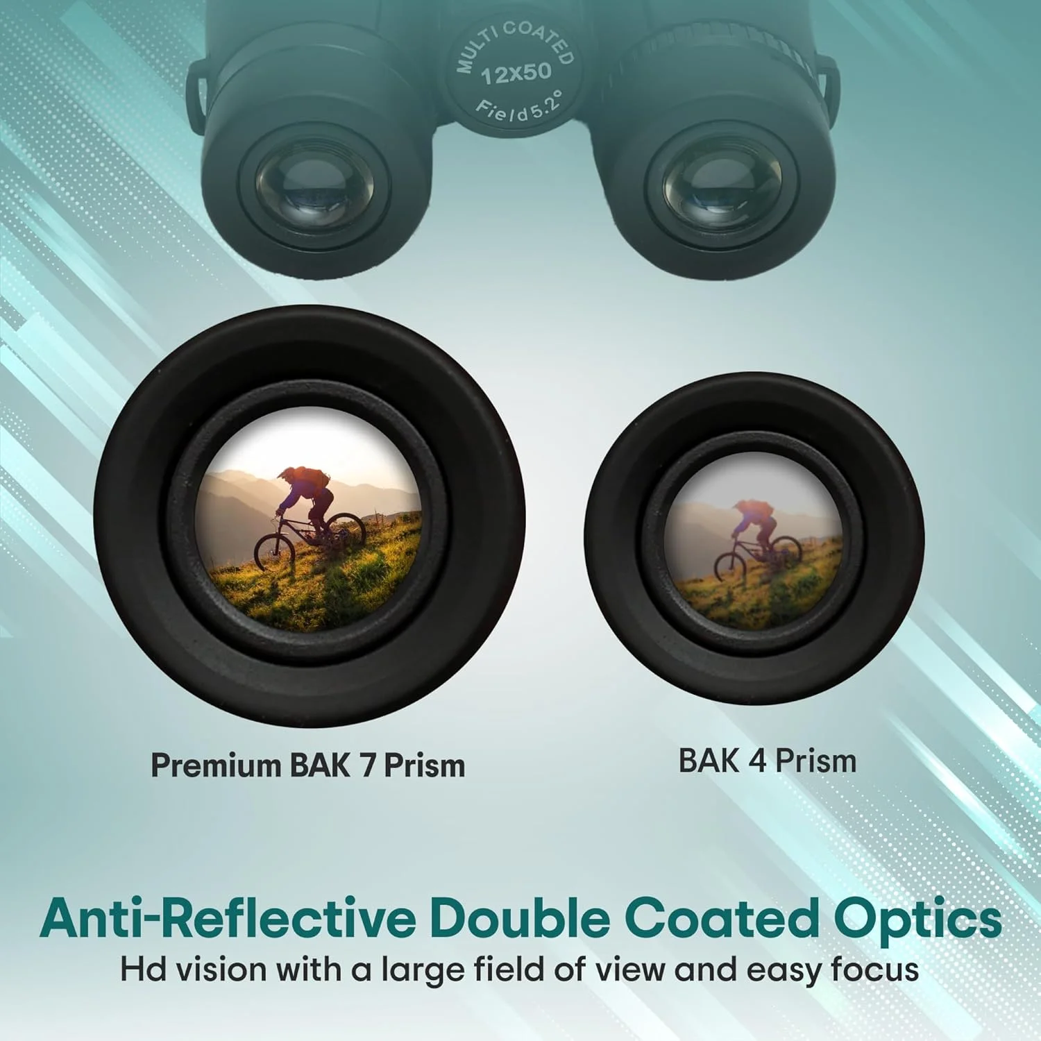 دوربین دوچشمی 12X50 HD با قدرت بالا برای بزرگسالان با دید واضح در نور کم، سبک وزن، ضد آب و با فوکوس آسان - دوربین دوچشمی فشرده دوربرد برای تماشای پرندگان، شکار و مسافرت