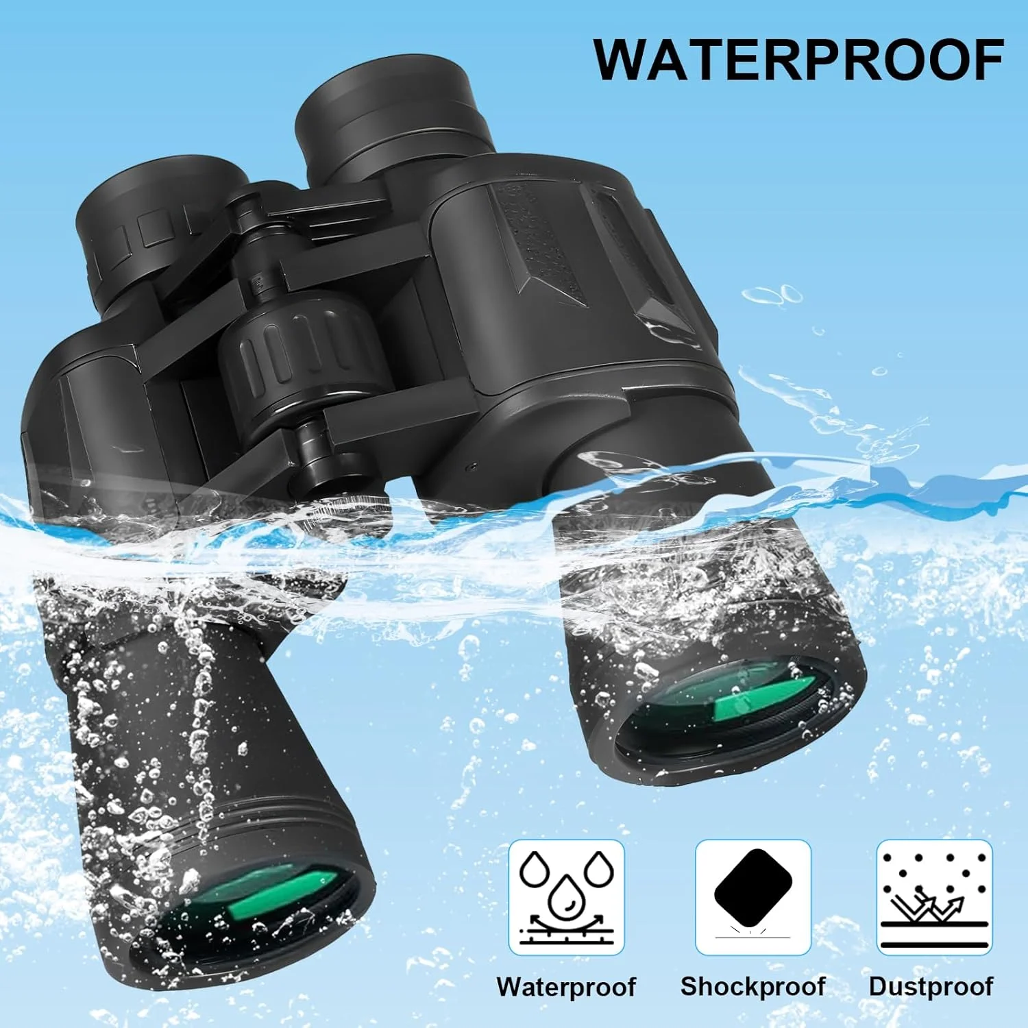 دوربین شکاری 20x50 برای بزرگسالان، HD با قدرت بالا، ضد لغزش، ضد آب، دید در نور کم برای تماشای پرندگان، شکار، مسافرت، گشت و گذار