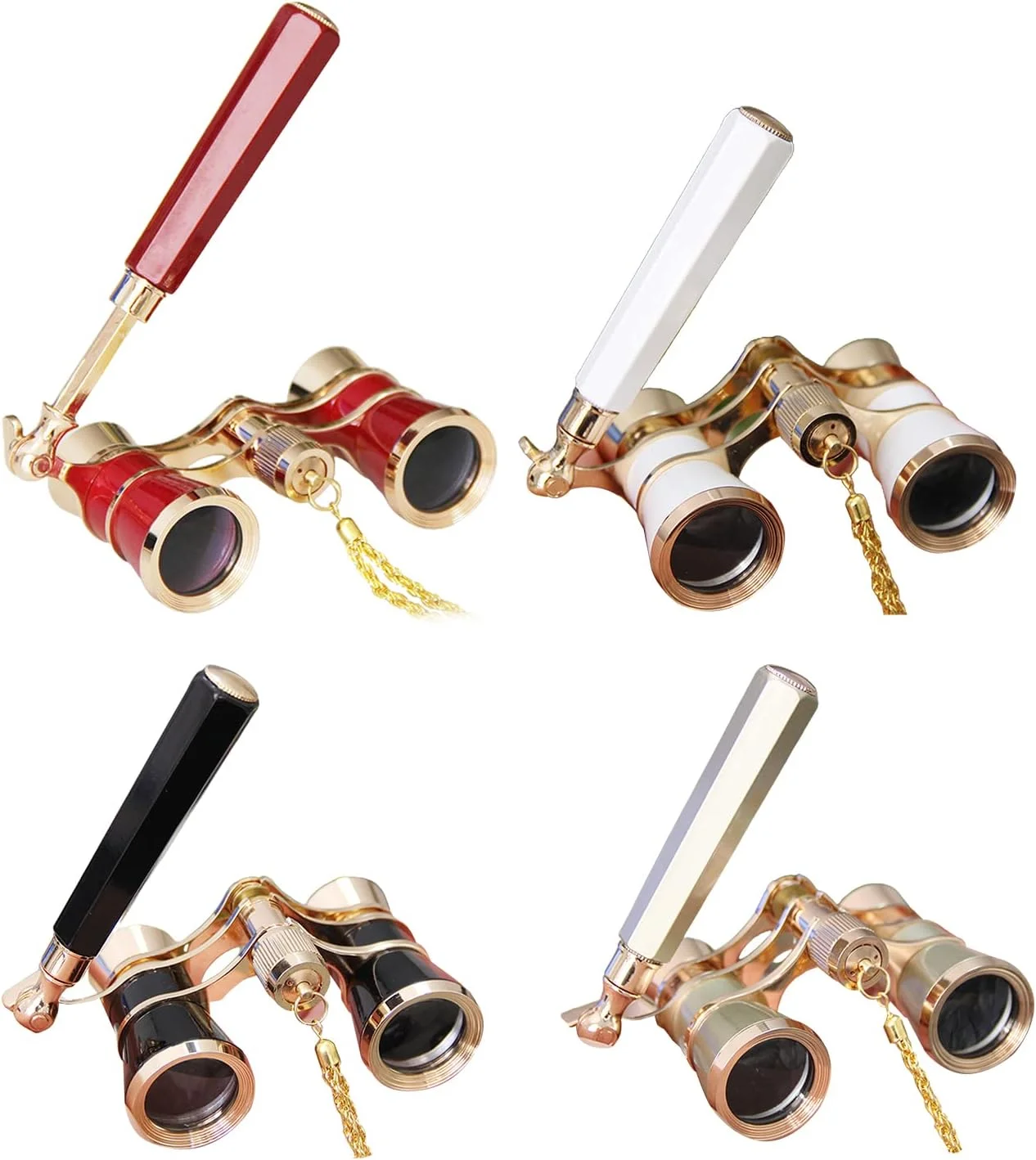 دوربین شکاری 3X25 با دسته و زنجیر، عینک تئاتری Lorgnette برای بزرگسالان، کودکان، زنان و مردان، دوربین شکاری تئاتر کنسرت