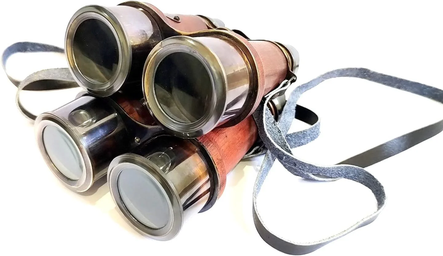 دوربین شکاری سبک قدیمی با بند چرمی، هدیه دریایی تزئینی