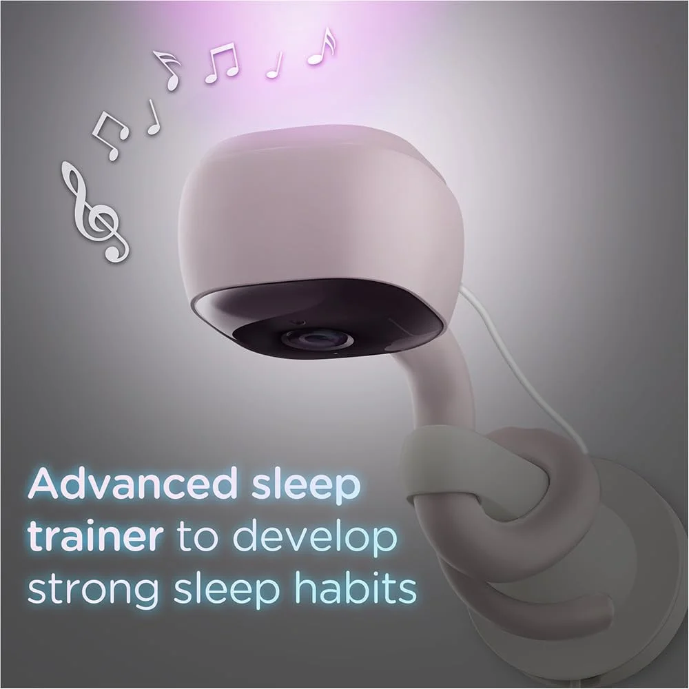 مانیتور هوشمند کودک 2K UHD با قابلیت دید هوش مصنوعی و ویژگی‌های پیشرفته هوش مصنوعی - تشخیص گریه کودک، بینش خواب پیشرفته، چراغ خواب و پخش کننده لالایی هوشمند