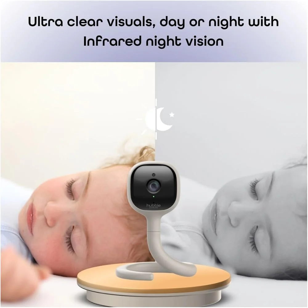 مانیتور هوشمند کودک 2K UHD با قابلیت دید هوش مصنوعی و ویژگی‌های پیشرفته هوش مصنوعی - تشخیص گریه کودک، بینش خواب پیشرفته، چراغ خواب و پخش کننده لالایی هوشمند