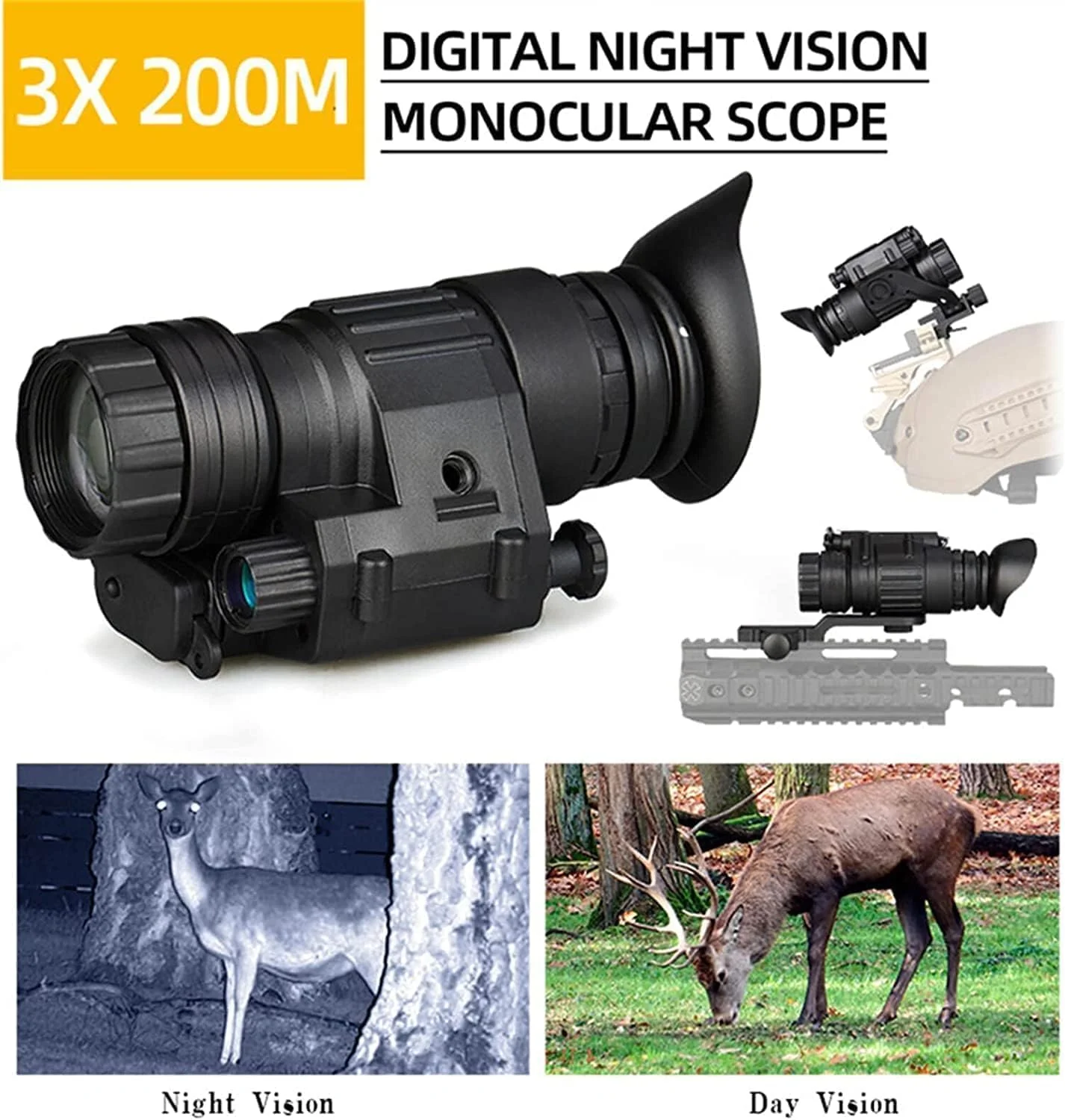 دستگاه دید در شب دیجیتال تاکتیکی HD مدل CHEKZ با قابلیت نصب روی کلاه ایمنی / حسگر مادون قرمز Pvs-14 برای شکار در جنگل و مشاهده حیات وحش دستگاه دید در شب دیجیتال تاکتیکی HD مدل CHEKZ با قابلیت نصب روی کلاه ایمنی / حسگر مادون قرمز Pvs-14 برای شکار در جنگل و مشاهده حیات وحش