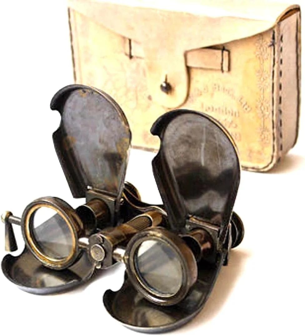 دوربین شکاری برنجی سبک قدیمی با کیف چرمی، 10 سانتیمتر، طراحی دست ساز