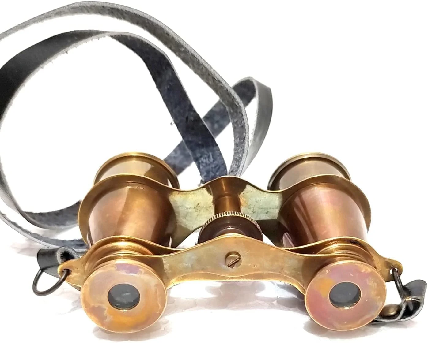 دوربین دوچشمی برنجی قدیمی، طراحی دریایی 4 اینچی، قهوه ای عتیقه و طلایی