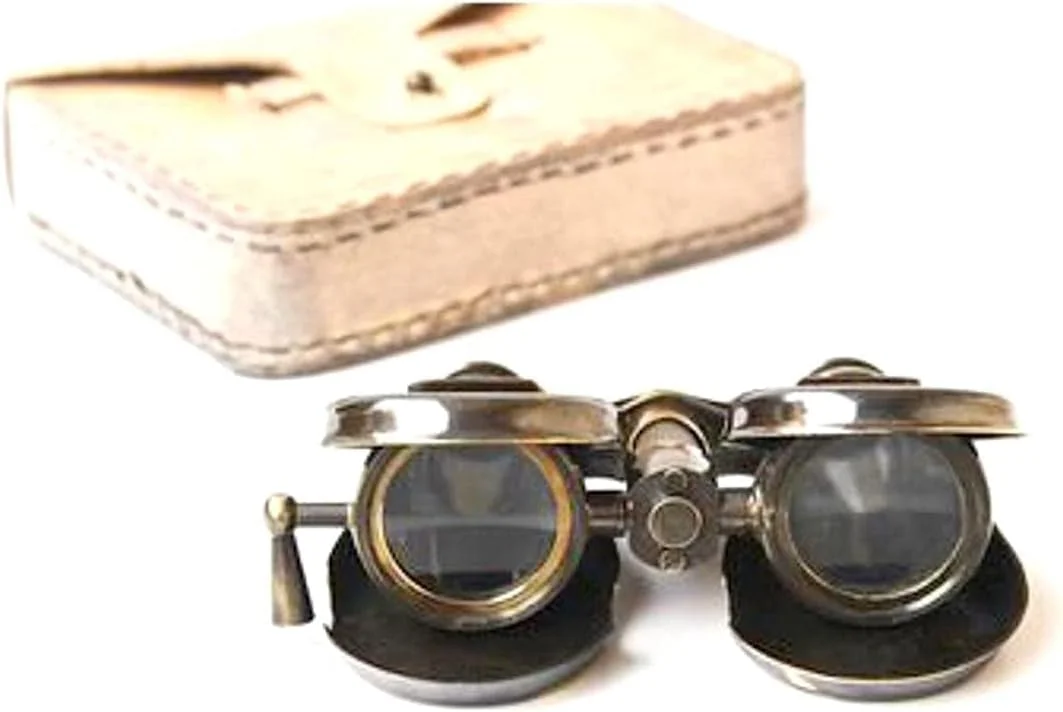 دوربین شکاری برنجی سبک قدیمی با کیف چرمی، 10 سانتیمتر، طراحی دست ساز