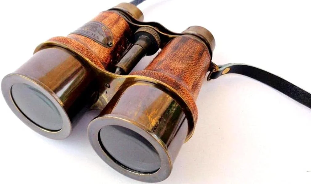 دوربین شکاری عتیقه قهوه ای و برنجی قرمز، اندازه 5x4.5، با روکش چرمی عتیقه، هدیه ای کلاسیک، دوربین چرمی