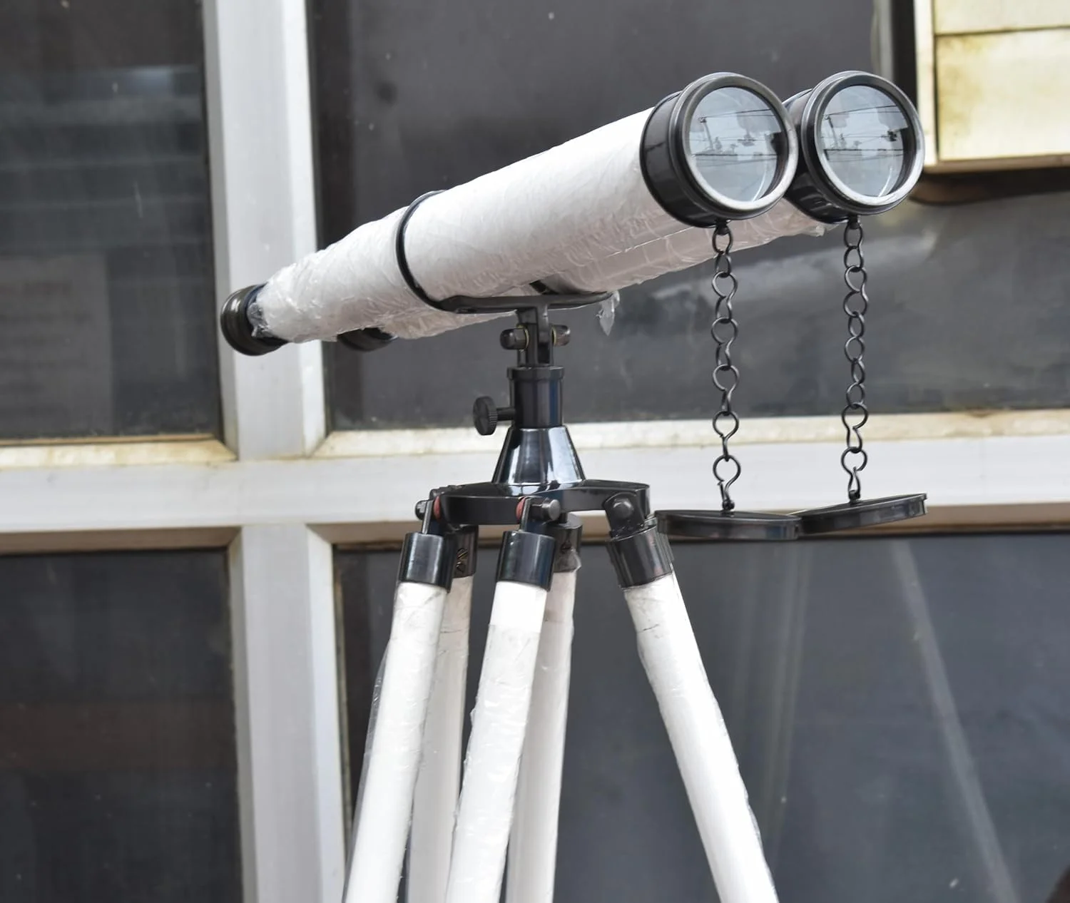 دوربین دوچشمی برنجی ایستاده با سه پایه - تلسکوپ دریایی برای بزرگسالان | تماشای پرندگان، دکوراسیون دریایی، هدیه مسافرتی و فضای باز