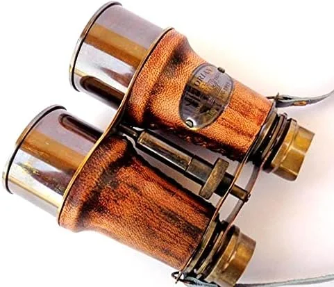 دوربین شکاری عتیقه قهوه ای و برنجی قرمز، اندازه 5x4.5، با روکش چرمی عتیقه، هدیه ای کلاسیک، دوربین چرمی