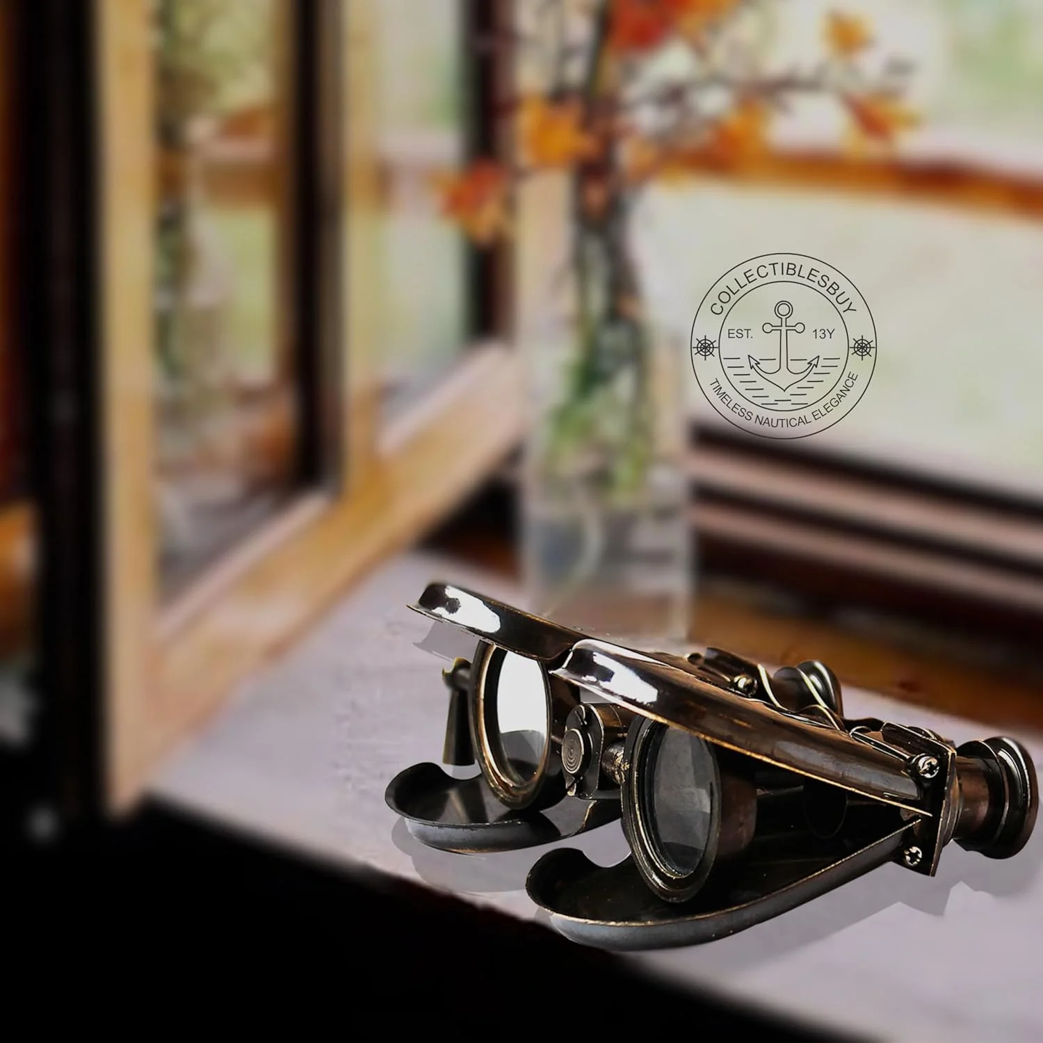 دوربین دوچشمی برنجی قدیمی R and J Beck مدل 1857 – دوربین جاسوسی عتیقه با جعبه چرمی برای کلکسیون دریایی، نمایش مسافرتی، دکوراسیون منزل و هدیه برای دوستداران تاریخ