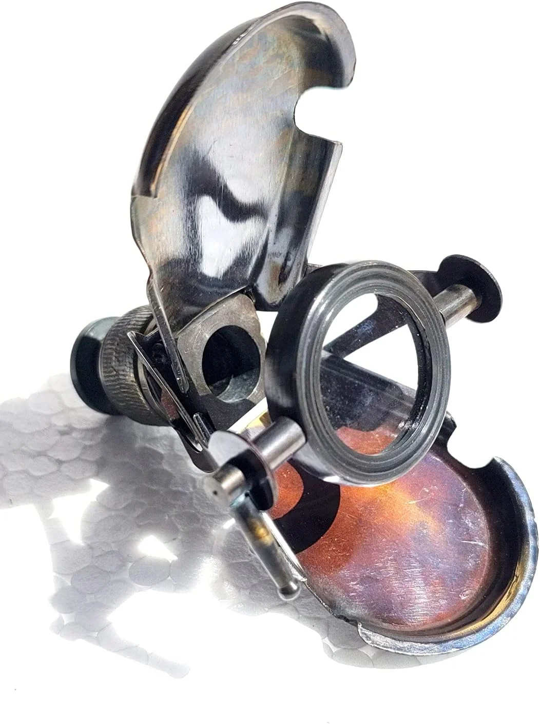 دوربین تئاتر برنجی عتیقه جی. بک با مسئولیت محدود لندن 1917، کروم نقره ای، ساختار فلزی، طراحی تاشو