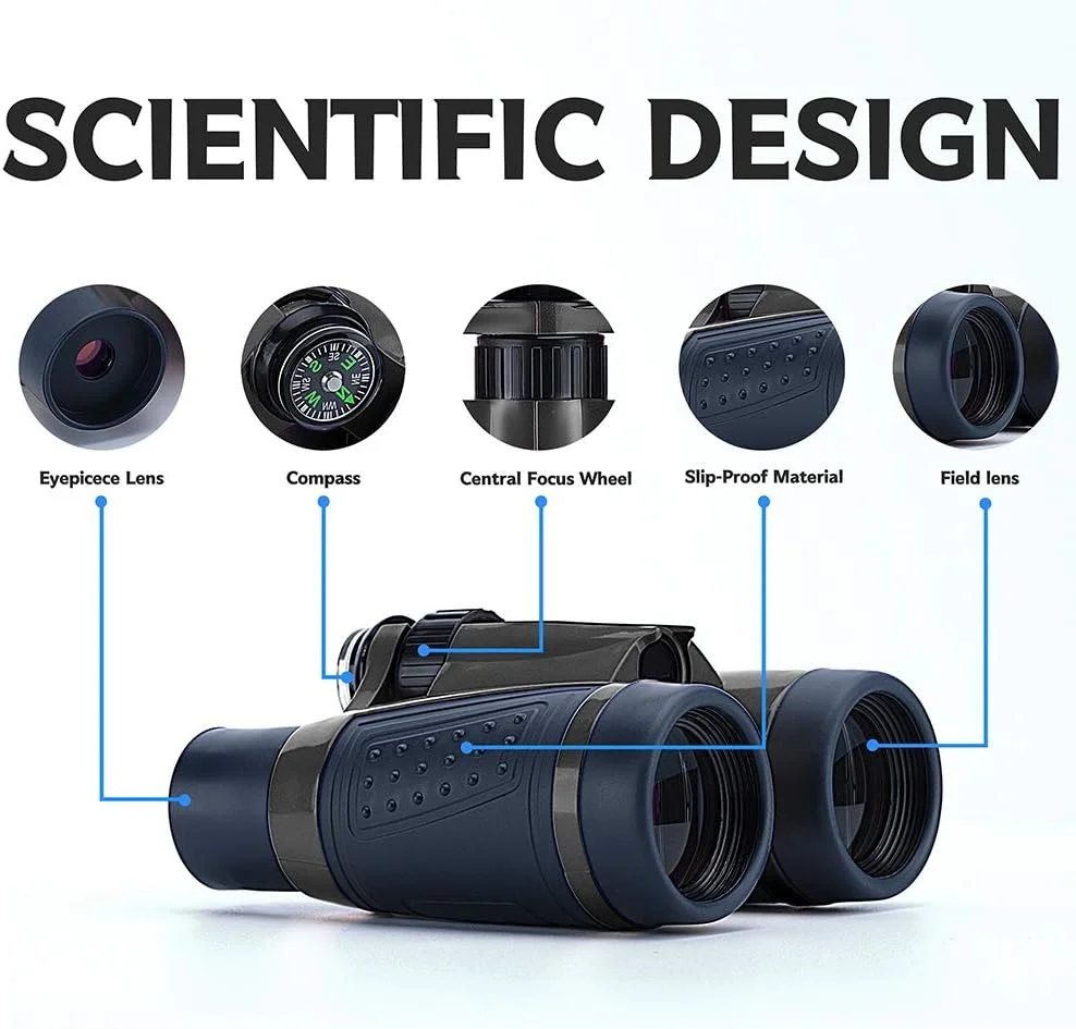 دوربین شکاری کوچک برای کودکان، مناسب تماشای پرندگان، پیاده‌روی، کمپینگ، ماهیگیری، لوازم جانبی، اسباب بازی و هدیه عالی برای پسران، دختران، کودکان نوپا، ضد آب با لنز اپتیکال 5X30 به همراه قطب نما