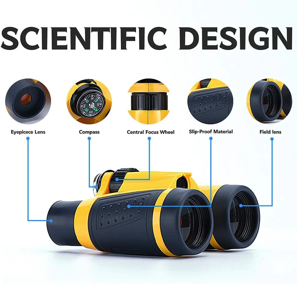 دوربین شکاری کوچک برای کودکان، مناسب پرنده نگری، پیاده روی، کمپینگ، ماهیگیری، لوازم جانبی و اسباب بازی های ضروری، بهترین هدیه برای پسران، دختران، کودکان نوپا، ضد آب با لنز اپتیکال 5X30 به همراه قطب نما