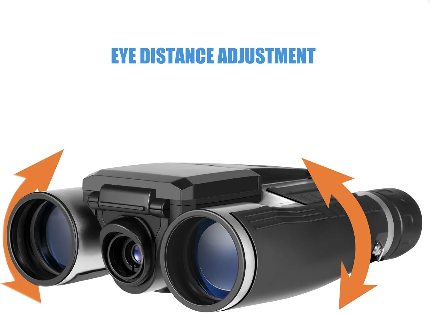 دوربین دوچشمی دیجیتال LCD با دوربین برای بزرگسالان، ضبط کننده عکس و فیلم 12x32 برای تماشای پرندگان، شکار، کنسرت ها و بازی های ورزشی با کارت 16 گیگابایتی