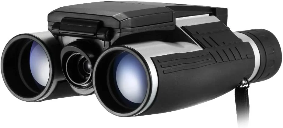 دوربین دوچشمی دیجیتال LCD با دوربین برای بزرگسالان، ضبط کننده عکس و فیلم 12x32 برای تماشای پرندگان، شکار، کنسرت ها و بازی های ورزشی با کارت 16 گیگابایتی