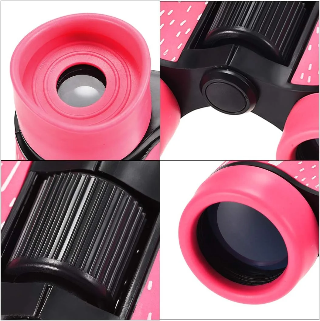 دوربین دوچشمی تاشو فشرده 4X30 uxcell صورتی ضد ضربه با بند گردنی برای تماشای پرندگان، پیاده روی و کمپینگ