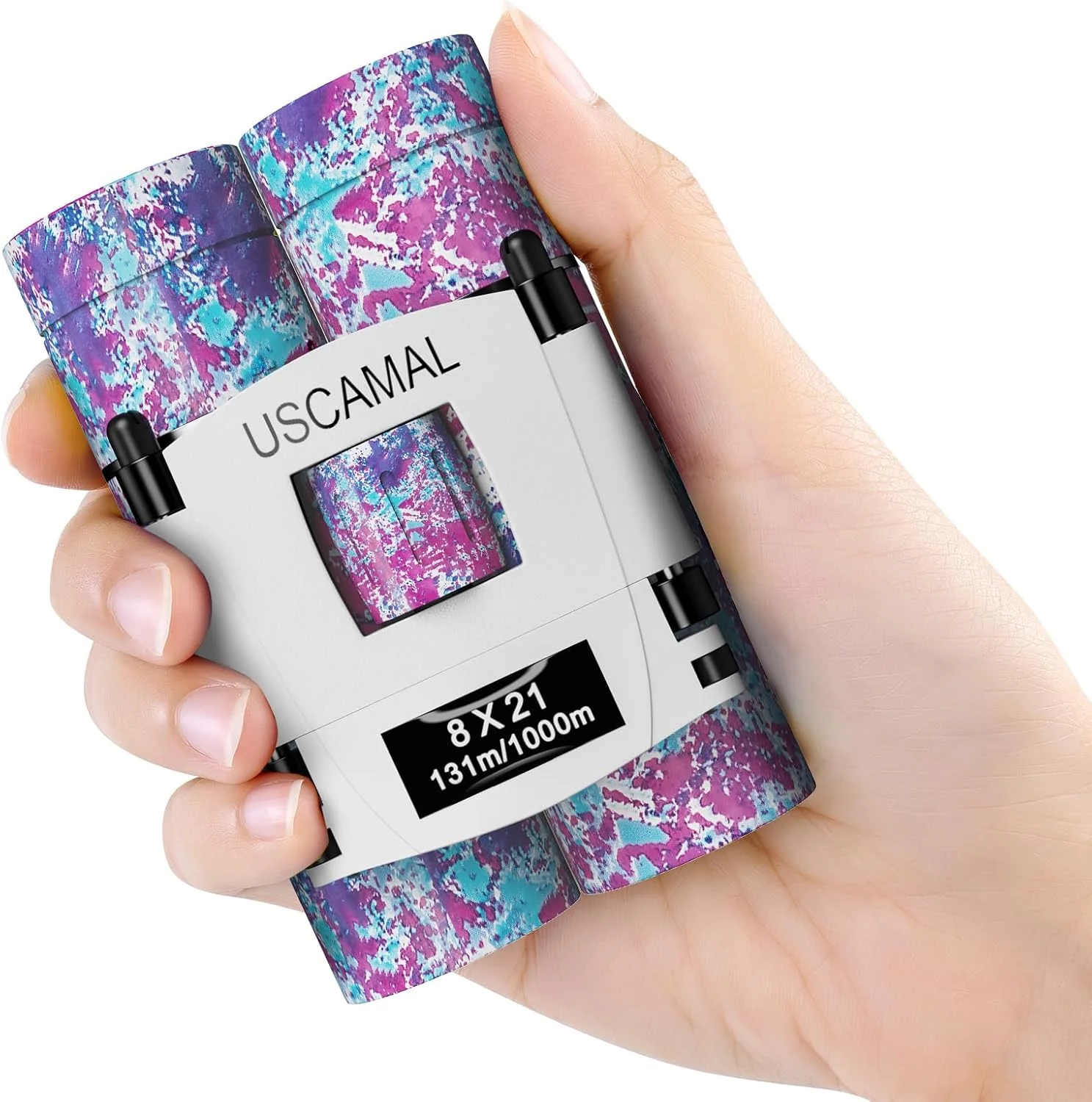 دوربین شکاری فشرده USCAMEL برای بزرگسالان و کودکان: دوربین مینی 8x21 منشور Bak4 - برای تماشای پرندگان، مسافرت، کمپینگ، شکار (آبی و قرمز)