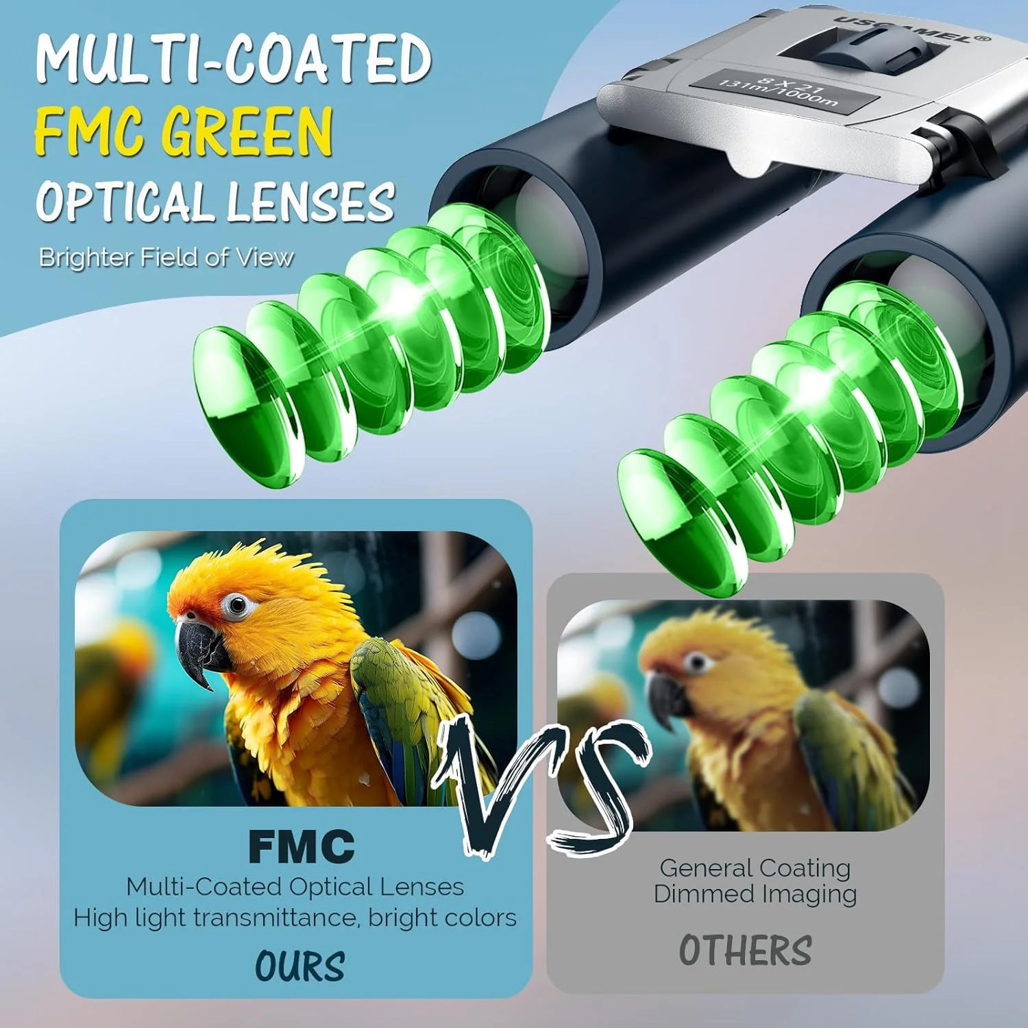 دوربین شکاری فشرده USCAMEL برای بزرگسالان و کودکان: دوربین شکاری کوچک 8x21 برای سفر با منشورهای Bak4 - برای کودکان، تماشای پرندگان، شکار، کنسرت، اپرا (آبی) دوربین شکاری فشرده USCAMEL برای بزرگسالان و کودکان: دوربین شکاری کوچک 8x21 برای سفر با منشورهای Bak4 - برای کودکان، تماشای پرندگان، شکار، کنسرت، اپرا (آبی)