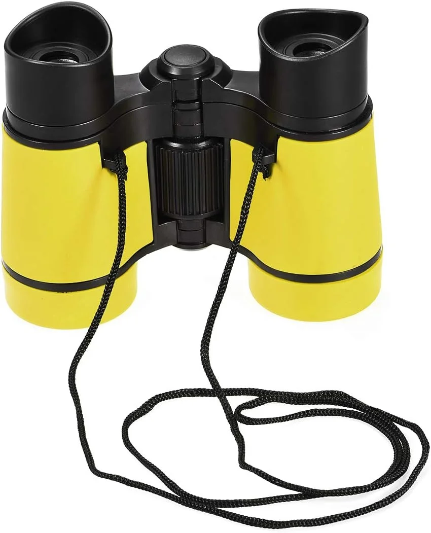 دوربین شکاری 4X30 تاشو و جمع و جور uxcell، ضد ضربه، زرد رنگ با بند گردنی برای تماشای پرندگان، پیاده روی و کمپینگ
