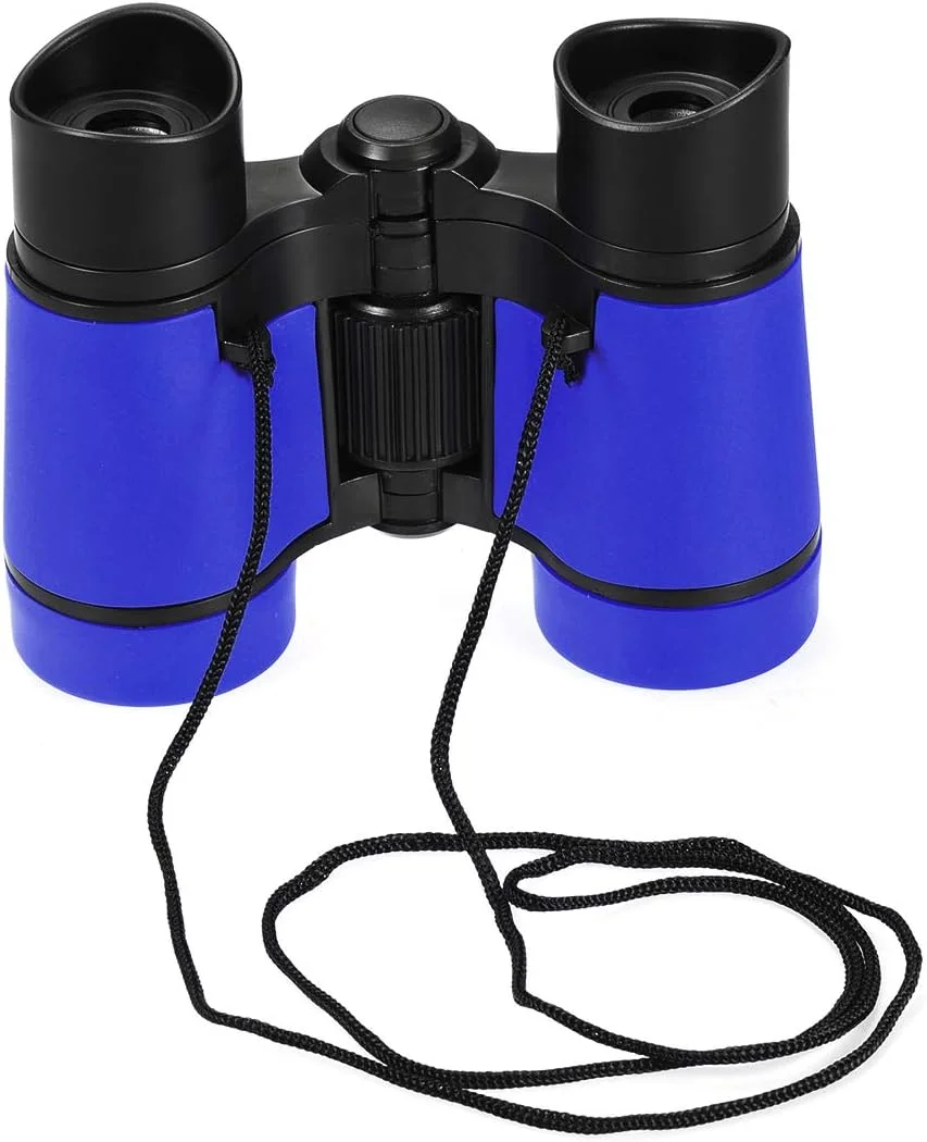 دوربین دوچشمی تاشو و جمع و جور 4X30 اوکسل، ضد ضربه، آبی، به همراه بند گردنی، مناسب تماشای پرندگان، پیاده روی و کمپینگ