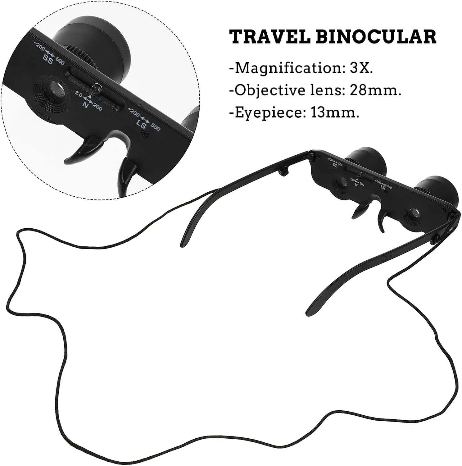 دوربین دوچشمی سربند دار قابل حمل VALICLUD، بزرگنمایی سبک وزن، مناسب سفر، ماهیگیری، تماشای پرندگان و گردشگری به همراه چرخ تنظیم تعادل چشم